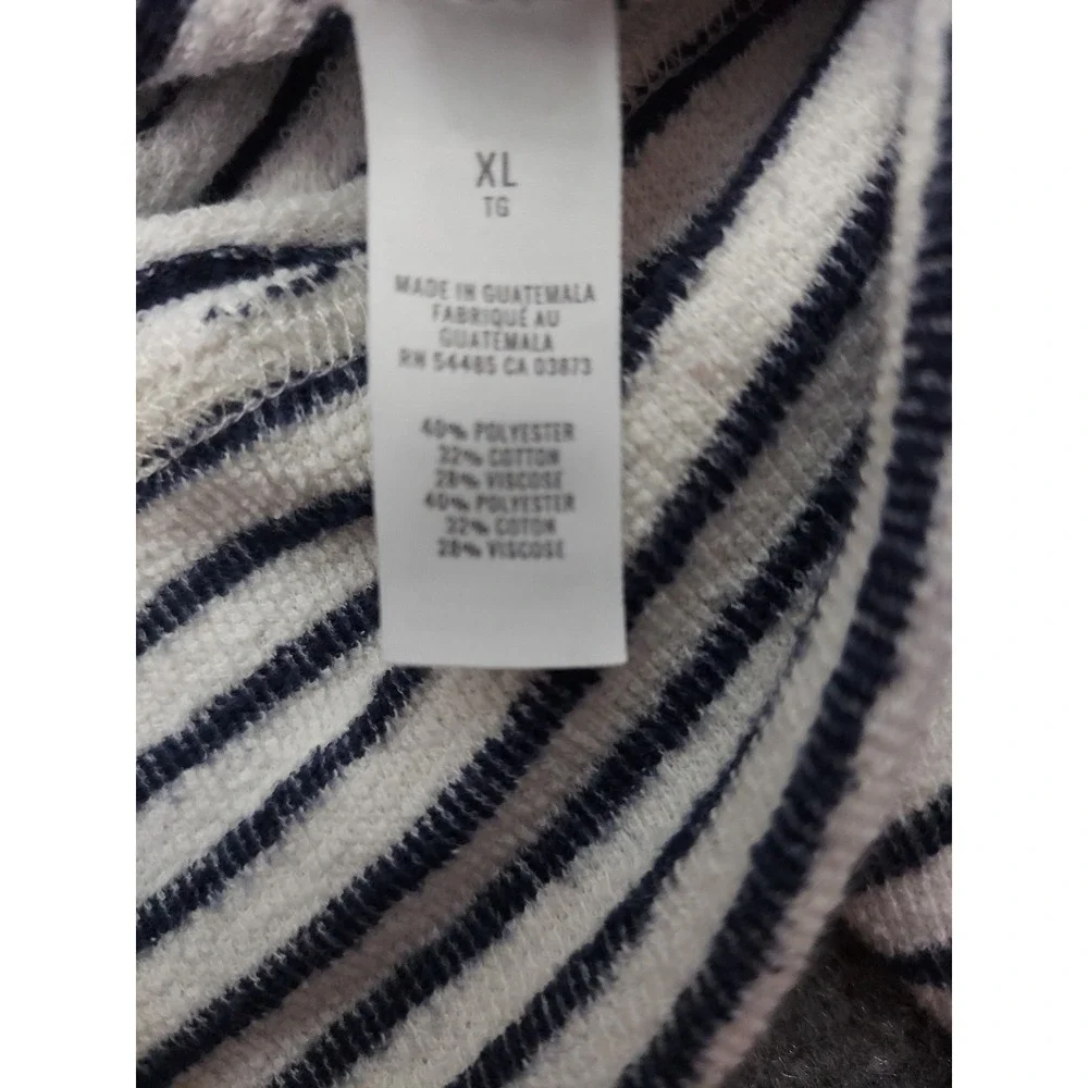 Aerie Sweater Women XL Blue White Striped Boxy Long Sleeve Rounded Neck Oversize - Picture 4 of 9